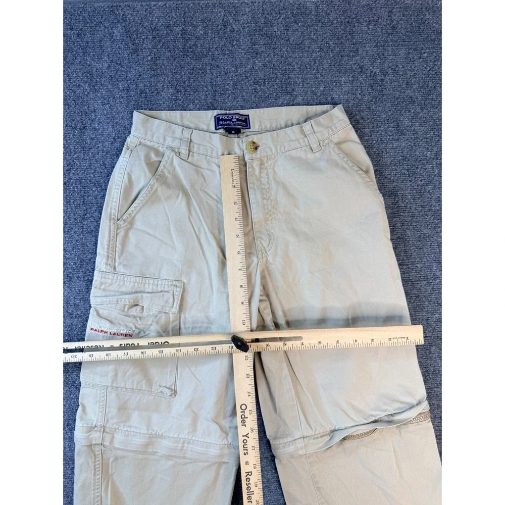 Polo Sport Ralph Lauren Khaki Cargo Pants 14 Tan Cotton Zip Off Convertible Vtg